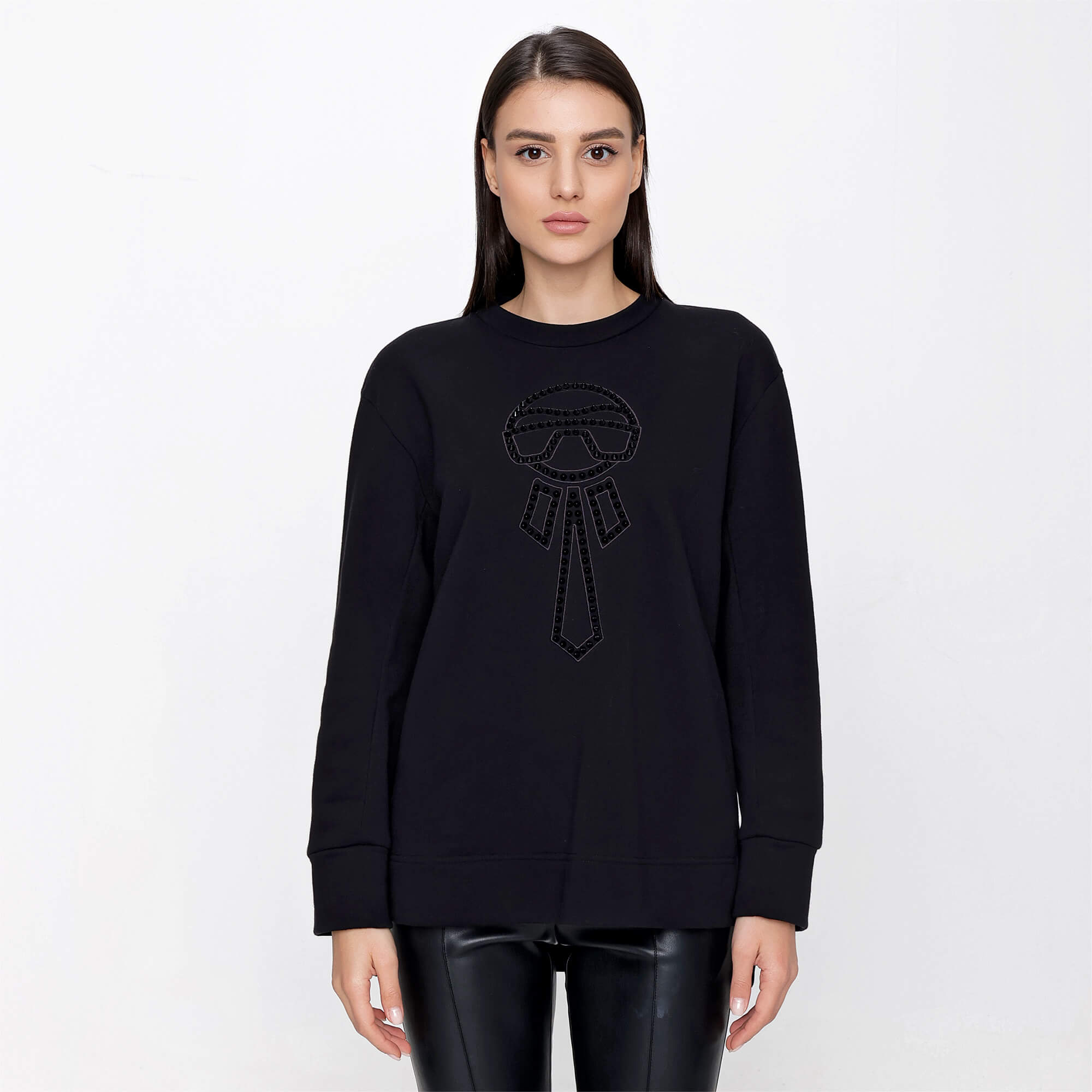 Fendi - Black Cotton Blend Spiked Karlito Sweatshirt